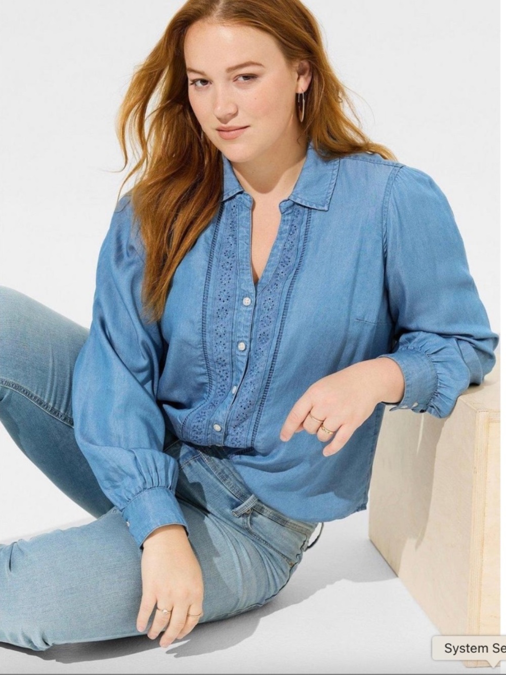 Chambray Tercel Medium Wash Blue Button Up Shirt